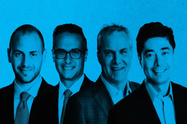 Morgan Alcalay, Evan Boulukos, Phil Hermann, and Andrew Seiz of BlueMountain Capital.