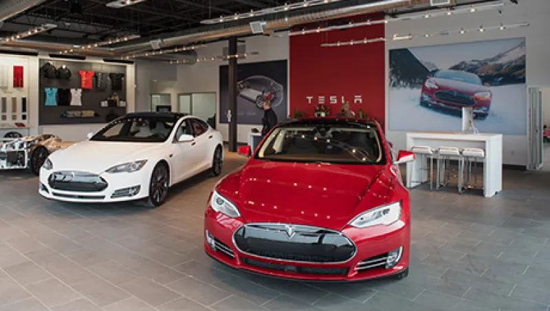 A Tesla Motors Inc. Gallery And Service Center As Stock Rebounds