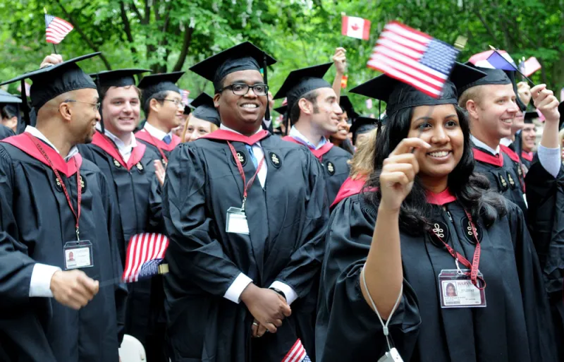 Graduates from the Harvard Business School MBA program (Neal Hamberg/Bloomberg)