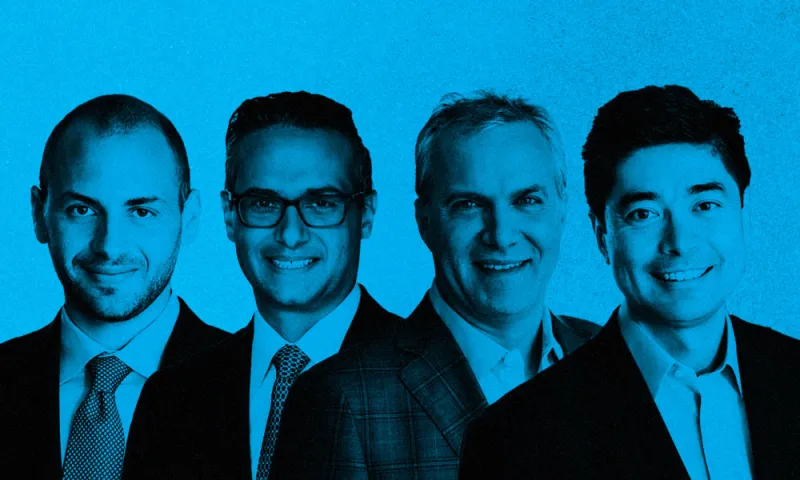 Morgan Alcalay, Evan Boulukos, Phil Hermann, and Andrew Seiz of BlueMountain Capital.